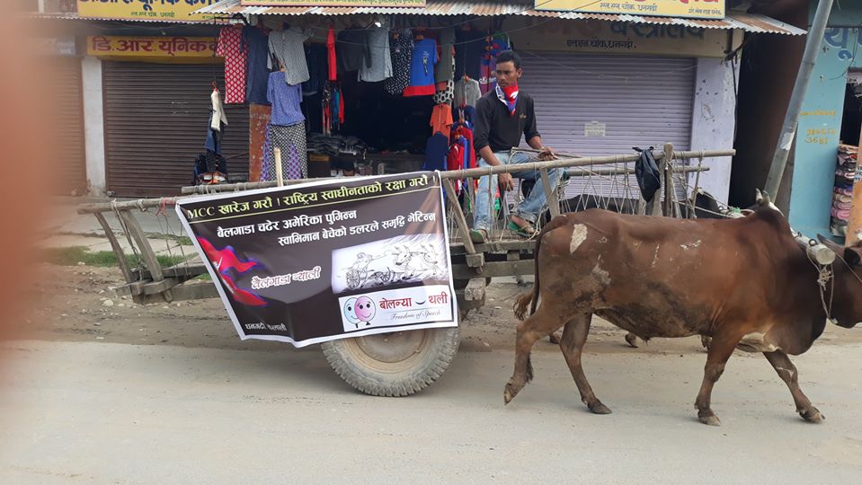 एमसिसीको बिरुद्धमा बयलगाडा जुलुश